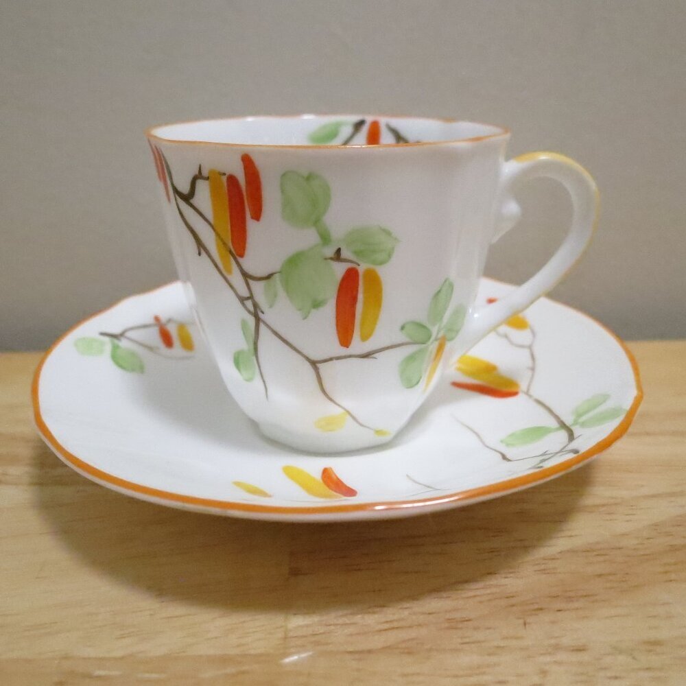 Crown China Art Deco Teacup And Saucer Pre-Royal Albert Bone China England